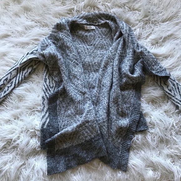 A&F GREY WHITE‎ IKAT DIAMOND WRAP CARDIGAN SWEATER - Picture 2 of 8